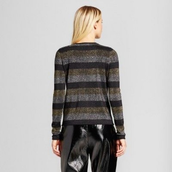 New WWW Metallic Stripe Crew Pullover Sweater [D2] - Picture 2 of 8